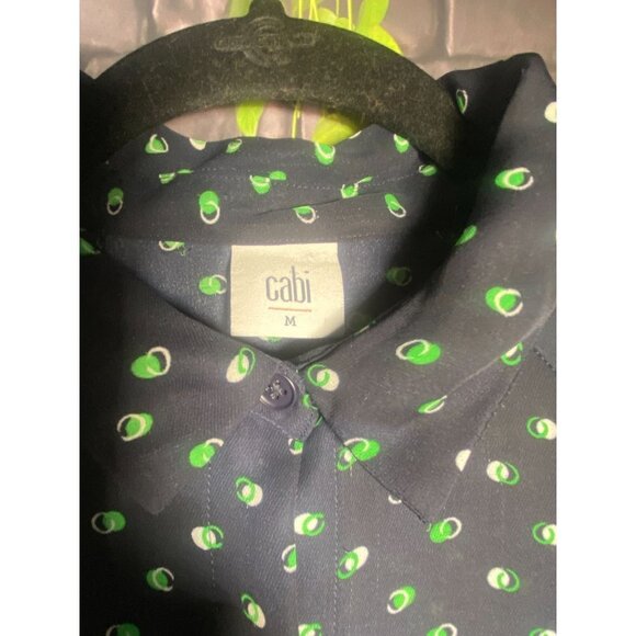 Cabi Oversized Flowy Navy with Stylized Polka Dot Tunic Top M - Picture 3 of 5